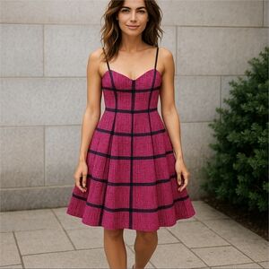 RED Valentino Pink & Black Spaghetti Straped Dress